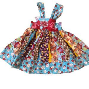 Jelly The Pug dress sz 12 Mos sleeveless Blue Patchwork Design Bi Un Back NWT